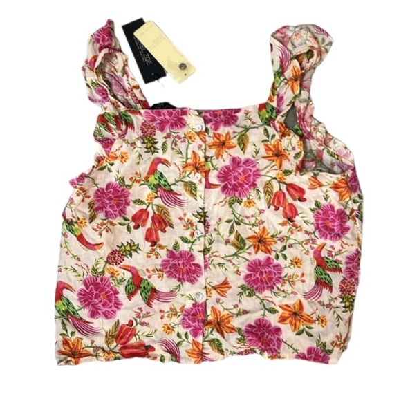 Linen Rachel Zoe set top and shorts linen & rayon floral pattern Sz L nwt - Picture 4 of 16